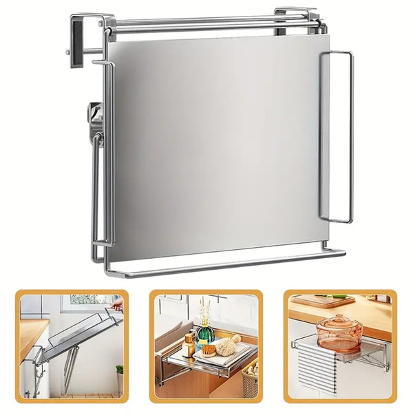 Foldable Cabinet Door Hook Organizer, Countertop Shelf,No Drill Shelf, For Cabinet Pantry Cupboard, Rust-Resistant Design, Easy Installation Space Saving