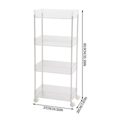 2/3/4-Tier Transparent Storage Cart - Multi-Functional Rolling Organizer with Wheels | for Bathroom, Kitchen, Laundry Room | Snack & Toiletries Holder (Easy Assembly)