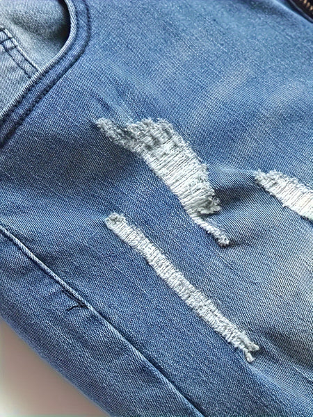 Men's Stretchy Jeans with Ripped Holes - Trendy and Versatile Long Pants