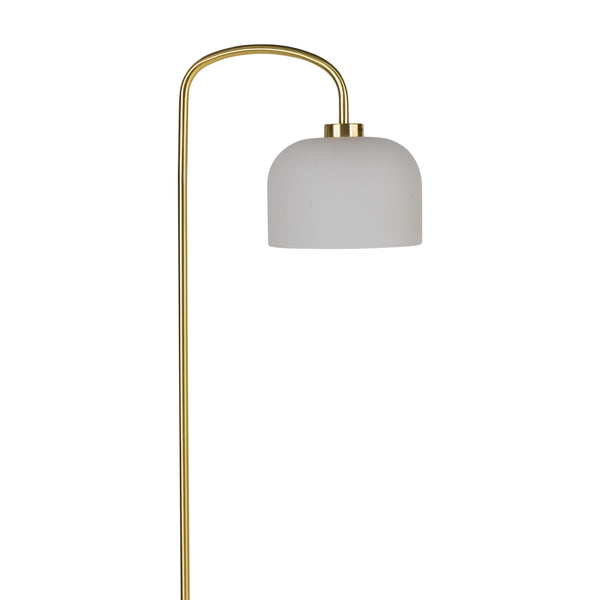 Victoria - Satin Brass Floor Lamp with Frosted Glass Shade