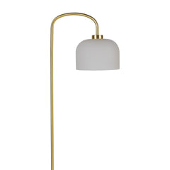 Victoria - Satin Brass Floor Lamp with Frosted Glass Shade
