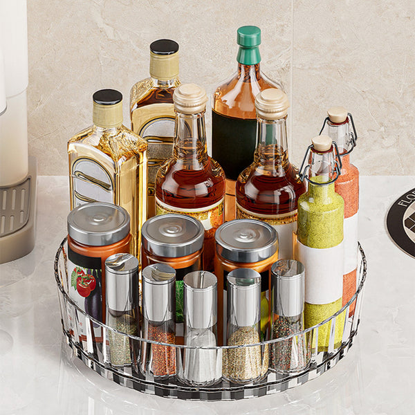 Non-Slip Rotating Storage Rack 1 Pack, Lazy Susan Organizer for Kitchen Spice Rack and Cosmetic Storage, Multi-functional Design for Cupboard Bedroom Bathroom Living Room Use, Complete Worktop Organizer Solution