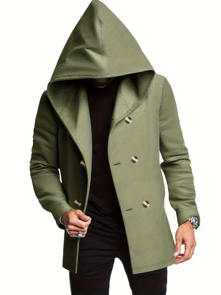 2024 Foreign Trade New Product Men'S Mid-Length Slim Fit Windbreaker Hooded Casual Pure Coat Performance Clothing