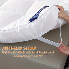 Luxury Mattress Topper Extra Thick 4-Inch/ 10cm Deep | Fitted Bed Mattresses Toppers with Soft Fiber | Single Double King Super King Small Double Sizes UK Bedding Size