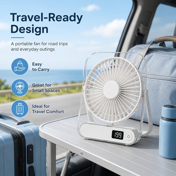 USB Desktop Fan And Air Cooler Portable Personal Cooling Fan, USB Powered, Lightweight Desk Fan for Home, Office, Dorm, Travel Quiet Mini Table Fan with Lithium Battery, It Has An Upgraded Motor for Stronger Airflow, Operates Quietly, for Road Trips