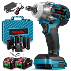 Brushless Electric Wrench, 1/2 Inch Impact Wrench Set,, with LED Work Light, 2 Forward Speeds, 2 Reverse Speeds, for Home DIY/Electric Tools Home DIY/Electric Tools, Furniture Installation Scaffolding Electric Tools, ONEVAN