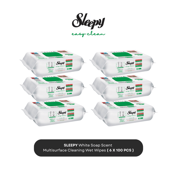 Sleepy Easy Clean Cleaning White Soap Scent Wipes with White Soap – 3x100 or 6x100pcs (300 / 600 Wipes) | Moist Cleaning Wipes with Natural Formula | For Glass, Furniture, Bathroom, Kitchen, Car & Electronics | Extra Cleanliness & Fresh Scent