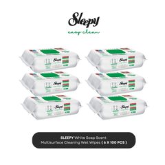 Sleepy Easy Clean Cleaning White Soap Scent Wipes with White Soap – 3x100 or 6x100pcs (300 / 600 Wipes) | Moist Cleaning Wipes with Natural Formula | For Glass, Furniture, Bathroom, Kitchen, Car & Electronics | Extra Cleanliness & Fresh Scent