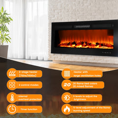 2-Stage Heater with Large Ventilation Holes | 2 Control Modes, 20 Mixed Flames, 5 Brightness Levels, Overheat Protection, 5-Level Flame Adjustment, Timer Function, Square Shape, 220V-240V, British Specification Plug, Brand: Oyajia