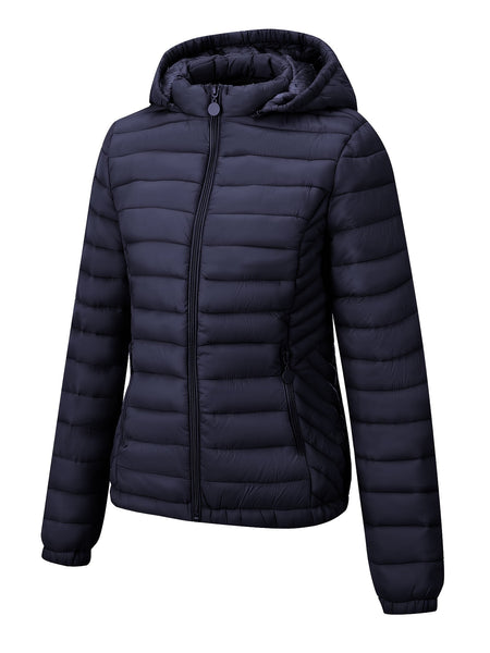 Women's Autumn/Winter Simple Lightweight Hooded Commuter Padded Coat with Pockets