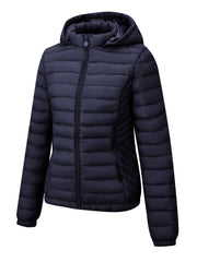 Women's Autumn/Winter Simple Lightweight Hooded Commuter Padded Coat with Pockets