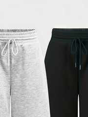 Two-Pack Casual Pants for Women: Simple Front-Tie Loose Fit Wide-Leg Trousers, Perfect for Spring, Summer, and Fall - Everyday Comfortable Wear