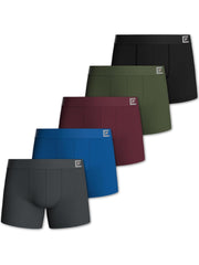 5-Pack Men’s Boxers – Cotton Underwear in Blue, Black, or Mixed Dark Colors – Soft, Breathable & Comfortable Fabric – Longer Leg Design with Anti-Chafing Fit – Tag-Free, Anti-Roll Waistband & No Ride-Up – Everyday Multipack Men’s Boxer Shorts – Durable, S