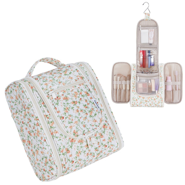 Hanging Toiletry Bag Women Large Travel Makeup Bag Organizer Bag with A PVC Compartment for Essentials Accessories Cosmetics Roomy Toiletries Bag Gift Best Toiletry Bag for International Travel Christmas Gifts