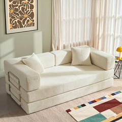 Foldable Sofa Bed 200cm Wide XXL Bed, Modular Floor Sofa, Corduroy Cloud Sofa With Metal Frame, 3-seater Guest Bed, Foldable, Non-slip, Washable ( 200cm (3-seater))