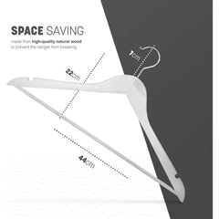 15pc Wooden Hangers, Coat Hangers, 360° Steel Swivel Hook, Trouser Bar, Shoulder Notches, Adult Hangers, Smooth Finish, Strong Hardwood Hangers for Coats, Jackets, Suits, Trousers
