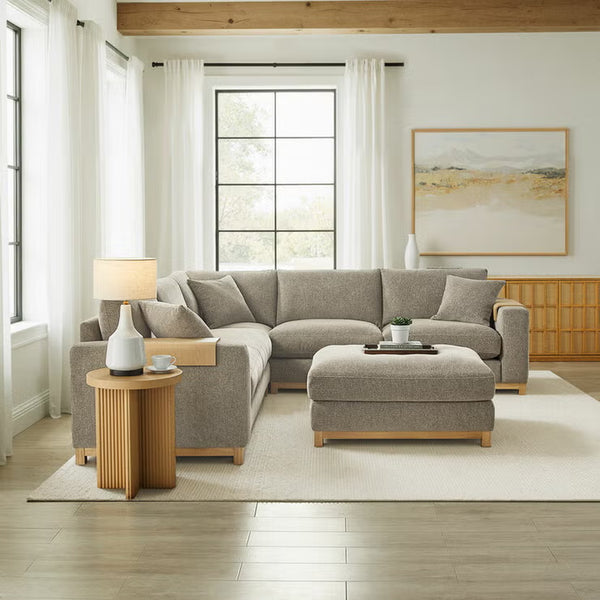 Aiden & Ivy Hawthorne Brown Fabric 4 Piece Corner Sofa