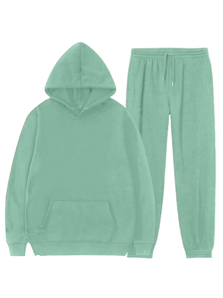 Ladies 2pcs Fleece Tracksuits Set, Women Comfort Long Sleeve Lounge Wear Featuring a Casual Hoodie and Drawstring Jogger Pants, Designed for Women