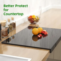 Large Black High-Tenacity PET Cutting Board With Protective Lip - Food-Safe Durable Countertop Protector For Kitchen Essentials, Scratch-Resistant Easy-Clean Design, Ideal For Holiday Gifts, Cutting Boards For Kitchen, Meal Preparation
