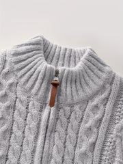 2025 Winter American Stand-Up Collar Half-Zip Knit Aran Sweater Mr. Pony Knitwear Pullover Card