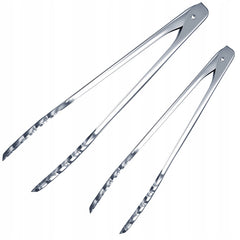 Universal Kitchen and Grill Tongs Set of 2 Pieces, Large and Small, Made of High-Quality Stainless Steel, Lengths 22 cm and 17.5 cm, Ergonomic Handles, Resistant to High Temperatures, Corrosion, and Damage, Ideal for Frying, Grilling, Serving, and Food Pr