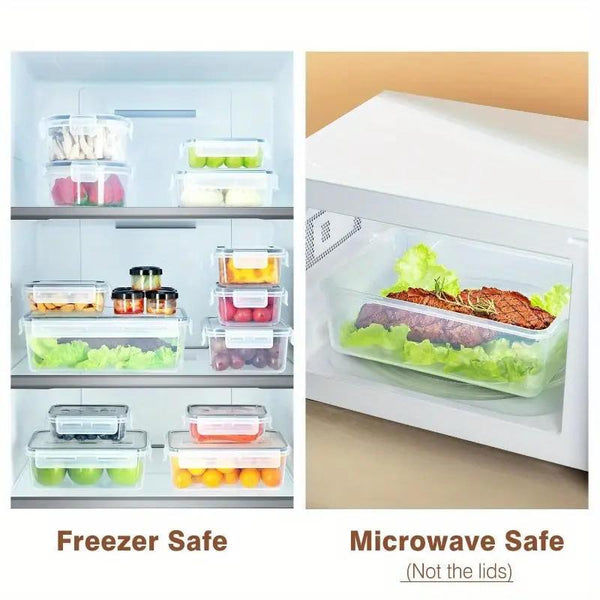 48pcs / 24pcs Plastic Refrigerator Storage Boxes, (24/12 Lids + 24/12 Containers) Kitchen Fresh‑Keeping Container Set, Refrigerator And Freezer Organizers, Fruit And Vegetable Sealed Boxes, Airtight Design, Easy‑Open Lids, Stackable Design, with Labels An