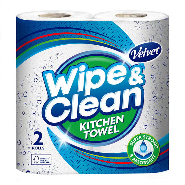 Velvet Wipe & Clean Kitchen Roll Towel, 20 X 75 Sheet Pack