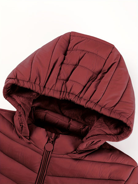 Women's Autumn/Winter Fashion Simple Versatile Lightweight Commuter Hooded Padded Coat with Pockets