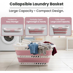 KNIGHT Collapsible Laundry Basket 42L–Foldable Washing Basket with Handles, Large Space-Saving Basket for Clothes – Multipurpose Laundry Hamper & Collapsible Washing Baskets for Laundry (Green)