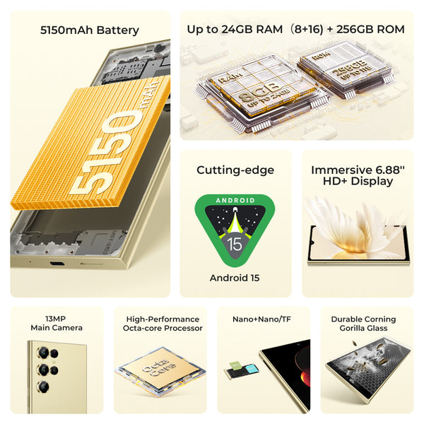 S25 OUKITEL C61 Pro SE Android 15 S25 Mobile Phones - 6.88