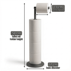 ZISH Toilet Roll Holder Free Standing - Stainless Steel Bathroom Toilet Paper Organizer and Dispenser - No Drill Toilet Roll Stand Freestanding - Up to 5 Toilet Roll Storage
