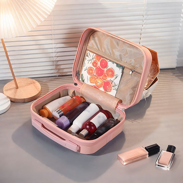 Portable Handheld Plastic Makeup Bag with Elastic Band & Zipper, Jewelry Box, Gift Box for Storing Souvenirs, Luggage Cart for Boarding The Aircraft, Multifunctional Suitcase with Internal Dividers, Can Hold Cosmetics, Towels, Toiletries