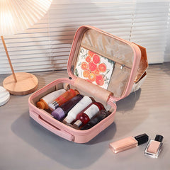 Portable Handheld Plastic Makeup Bag with Elastic Band & Zipper, Jewelry Box, Gift Box for Storing Souvenirs, Luggage Cart for Boarding The Aircraft, Multifunctional Suitcase with Internal Dividers, Can Hold Cosmetics, Towels, Toiletries