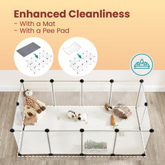 Pet Playpen, Pet Fence Indoor, Modular Animal Pen with Floor, for Hamsters, Rabbits, Hedgehogs, Ferrets