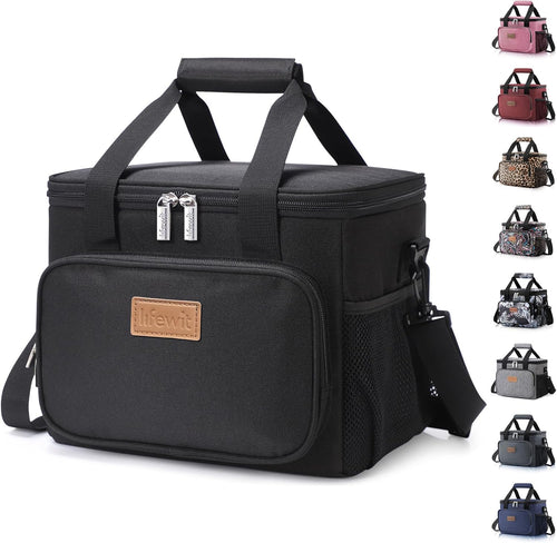 Lifewit Large Lunch Bag 12-Can (8.5L) Insulated Lunch Box Soft Cooler Cooling Tote for Adult Men Women, Black