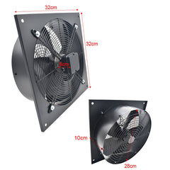 1pc Powerful 250mm / L32xW32CM Kitchen Fan 960m³/h - Stainless Steel, Ultra-Quiet, Backdraft Damper - Perfect for Home, Bathroom & Garage