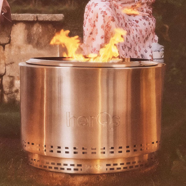 Herqs Chief 68Cm Wood Burning Stainless Steel Fire Pit Bundle