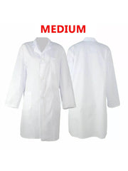 ATEK White Lab Coat - Premium Cotton Blend, Medium Size, Ideal for Food Industry, Labs, Medical Professionals - Breathable, Durable, Easy Maintenance