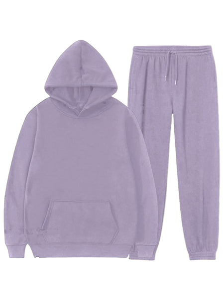 Ladies 2pcs Fleece Tracksuits Set, Women Comfort Long Sleeve Lounge Wear Featuring a Casual Hoodie and Drawstring Jogger Pants, Designed for Women