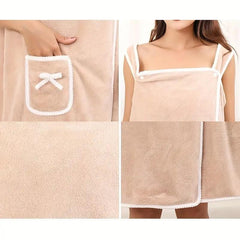 Women'S Coral Fleece Bathrobe, 1 Count Soft Absorbent Bath Skirt, Ladies Wearable Bath Towel, Bathrobe for Beach Spa Sauna Shower