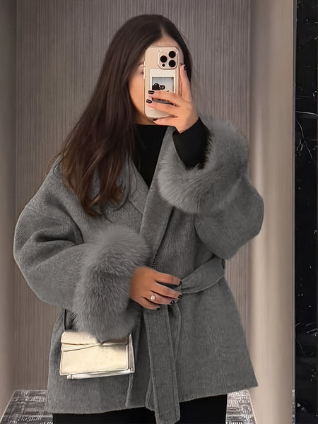 New Autumn/Winter Sophisticated Style Tie-Strap Coat for Women, Elegant and High-End, Overcoat