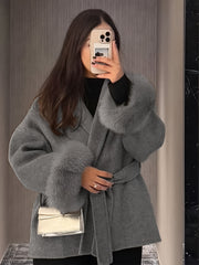 New Autumn/Winter Sophisticated Style Tie-Strap Coat for Women, Elegant and High-End, Overcoat
