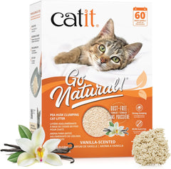 Catit Go Natural Unscented Pea Husk Clumping Cat Litter, Deodorising, 99.9% Dust-Free, Fast Clumping Cat Litter, Plant-Based Litter for Cats & Kittens, 5.6Kg