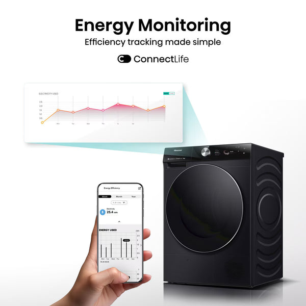 Hisense DH7S107BB, 10Kg Heat Pump Dryer A+++ Rating in Black