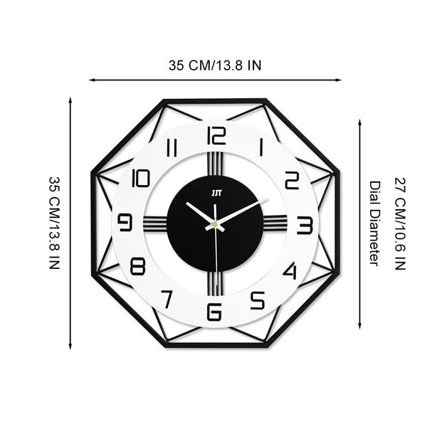 Wall Clock Metal Clock [35*35CM] Modern Silent Non-Ticking Black Clock Skeleton Design for Living Room, Bedroom, Office (Excluding Battery)