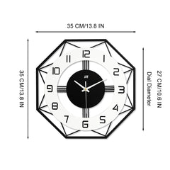 Wall Clock Metal Clock [35*35CM] Modern Silent Non-Ticking Black Clock Skeleton Design for Living Room, Bedroom, Office (Excluding Battery)
