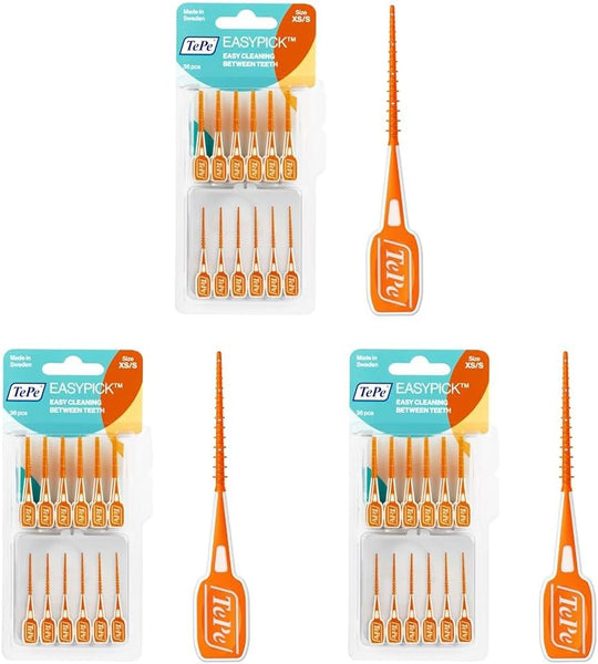Tepe Easypick Toothpicks, Orange, ISO XS-S, 60Pcs, Dental Plaque Removal Tool, Efficient and Easy Cleaning between the Teeth, Toothpicks for Narrow Gaps