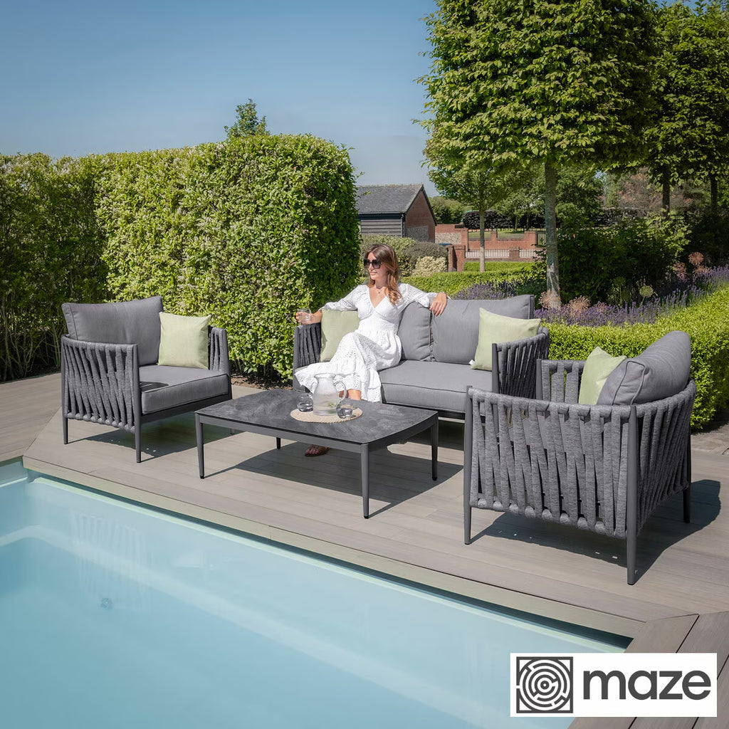 Maze Milan 4 Piece Deep Seating Patio Set in Charcoal