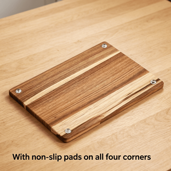 Set of 3 Solid Acacia Chopping Boards (40 x 30 cm / 33 x 24 cm / 26 x 18 cm), with Board Stand,With anti-slip mat. 2 cm Thick Wooden Boards with Juice Groove, Designer Chopping Board Set