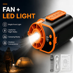 Neck-hanging Portable Waist Fan, Featuring An 18000RPM Powerful Brushless Motor, 5 Adjustable Wind Speedsand A 5000mAh High-capacity Long-lasting Battery. Equipped with An LED Power Indicator, It Is Suitable for Outdoor Work, Camping